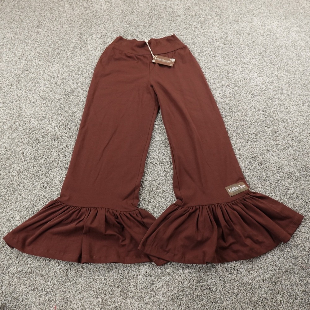 NEW Matilda Jane Pants Womens XS Brown Pull On Big Ruffle Wide Leg Flare Boho